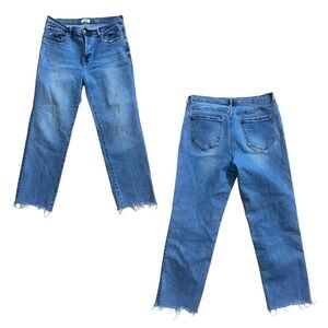 Kensie Allie High Rise Slim Blue Denim Jeans Raw Hem Women's 12/31